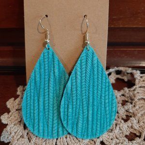 Turquoise  leather earrings